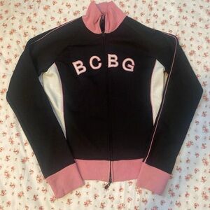 BCBG Black and Pink Lettered Jacket